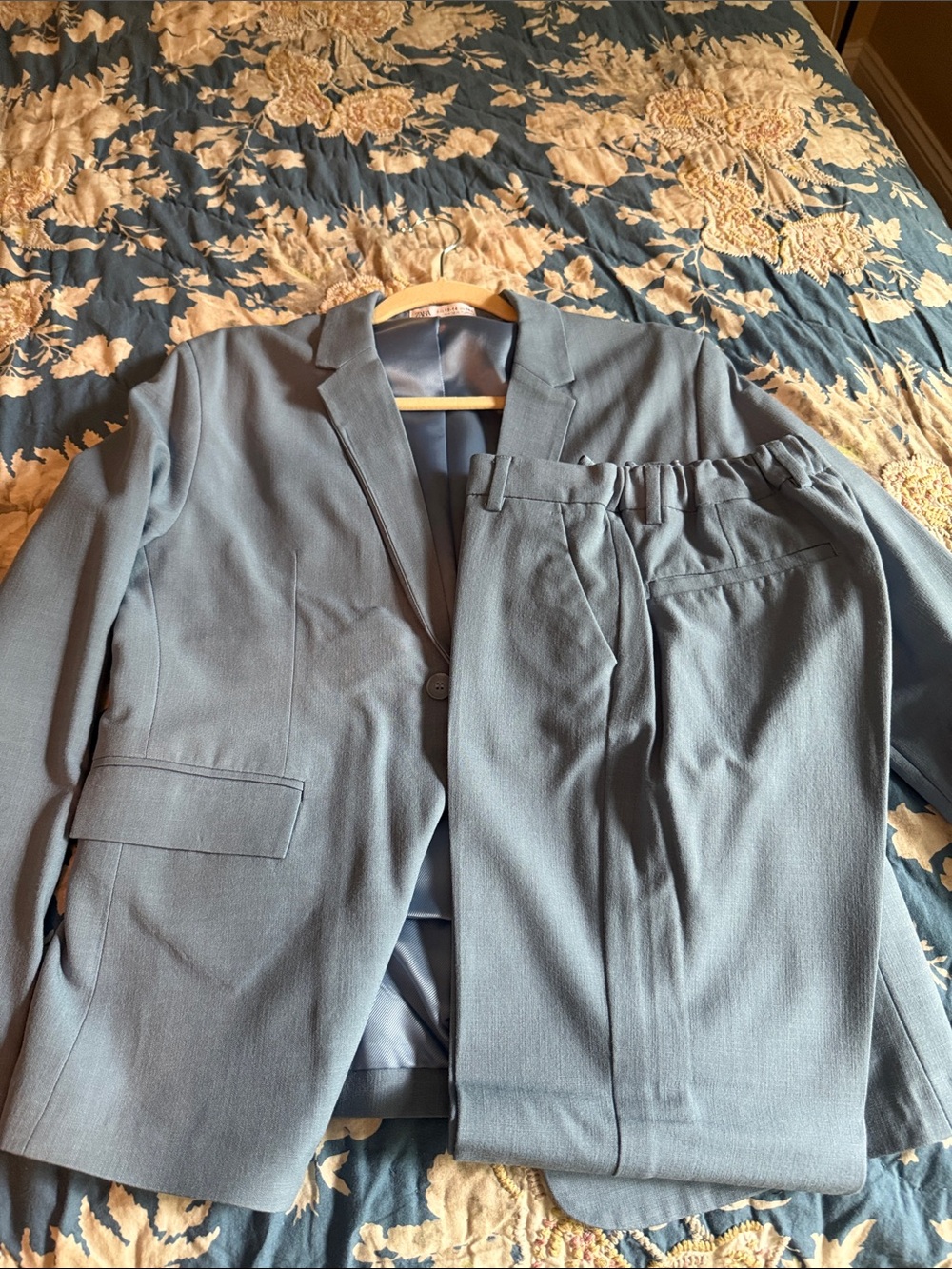 Zara Dusty Blue Kids Two-Piece Suit Blazer & Trousers